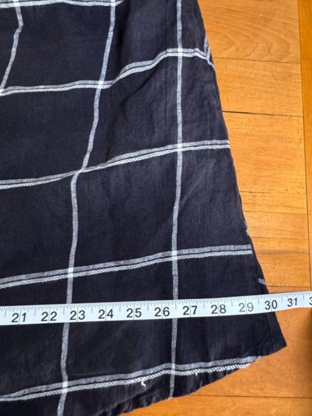 FLAX 100% Linen Windowpane Tunic Dress Charcoal Black 1G Made Lithuania - Picture 8 of 13